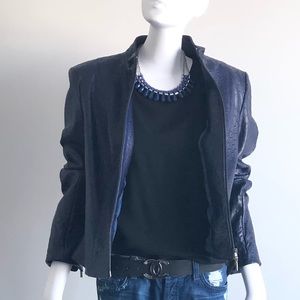 Danier Jackets & Coats - Danier Navy Blue embossed Leather Jacket Danier Jackets & Coats - Danier Navy Blue embossed Leather Jacket